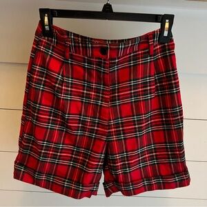 Brandy Melville NWT Women’s Holiday Red Green Plaid Cuffed Shorts Size 4